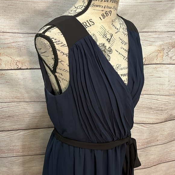 ModCloth Wholly Romantic Dress Midi NWT Sash Size Medium Grecian Navy Blue - Picture 4 of 12